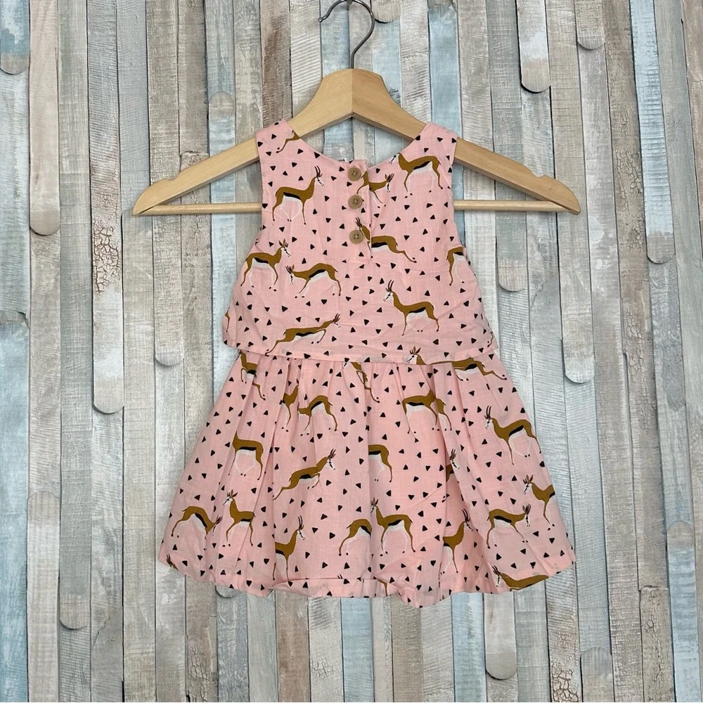 Osh Kosh 18M Genuine Kids Girls Gazelle Novelty Print Bow Tie Front Dress‎ Pink